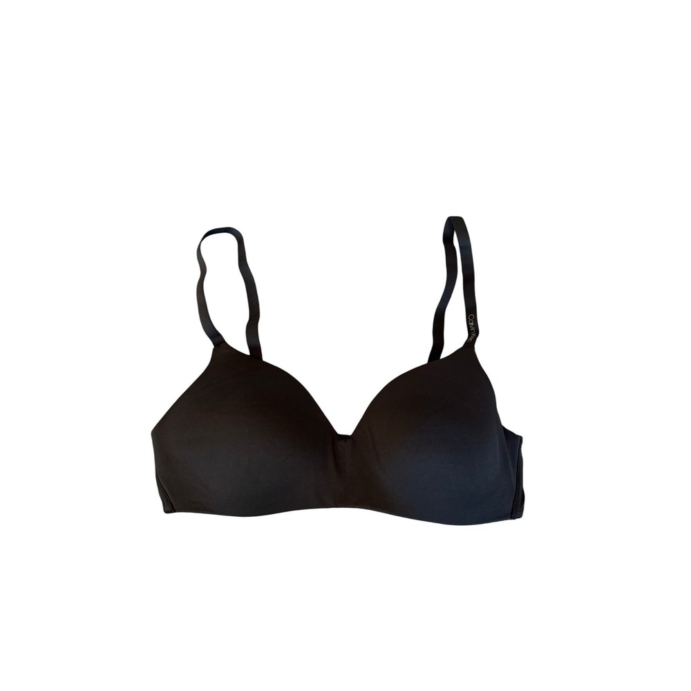 Calvin Klein Womens Black Wireless Lightly Padded Logo Strap Bra Medium QP3423S